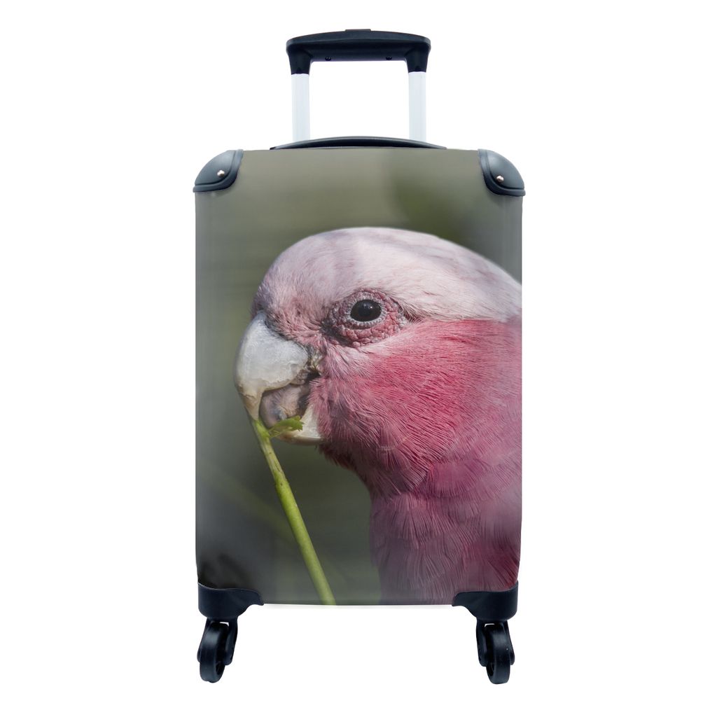 MuchoWow Koffer Handgepäck Trolley Rollkoffer Kleine Reisekoffer mit 4 Rollen - Rosa Kakadu - Cabin Size < 55x40x23 cm & 55x40x20 cm - Fotokoffe...