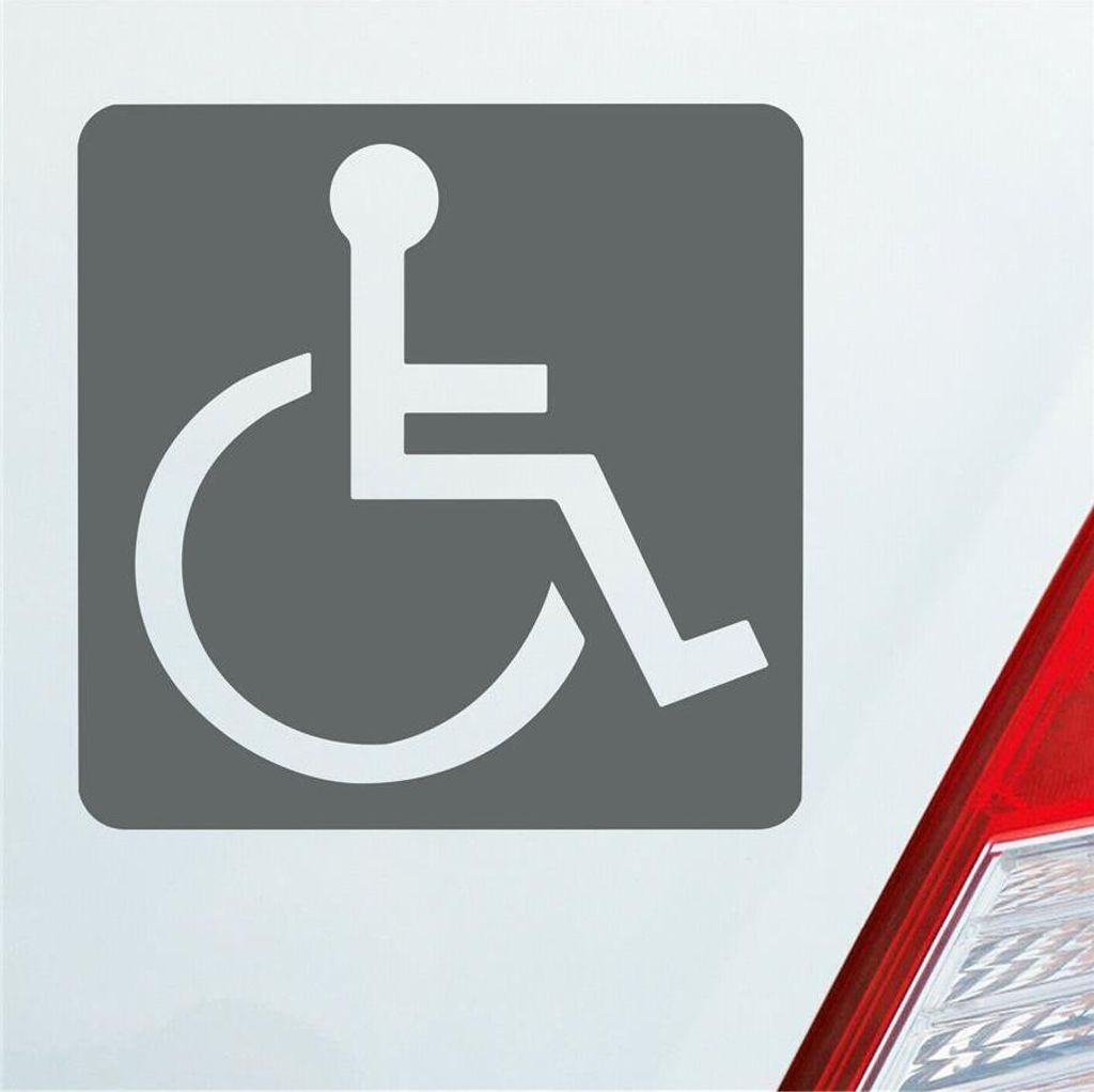 Auto Aufkleber Rollstuhlfahrer Warnhinweis Rollstuhl 10,5x10,5 cm Grau Sticker Heckscheibenaufkleber