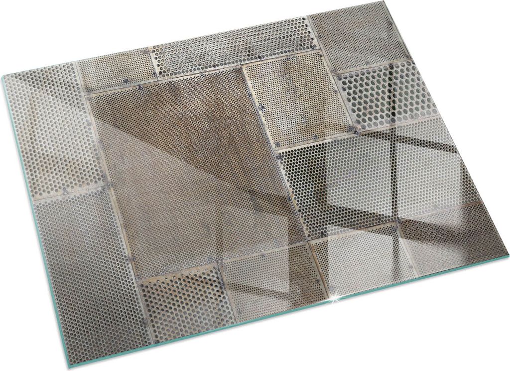 Perforiertes Blechmuster – Glasbodenplatte für – Kaminofen – Kaminplatte Glas – Schutzglas – Funkenschutzplatte –Glasbodenplatte Feuer...