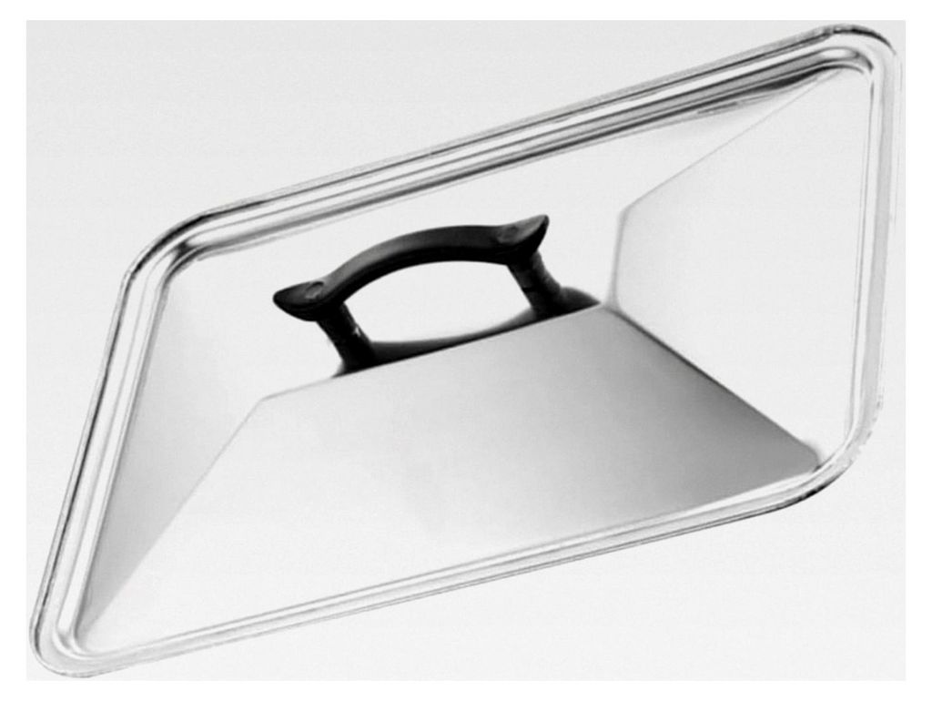 Quadratisches Backblech mit kuppelförmigem Deckel aus Edelstahlguss und Aluminium