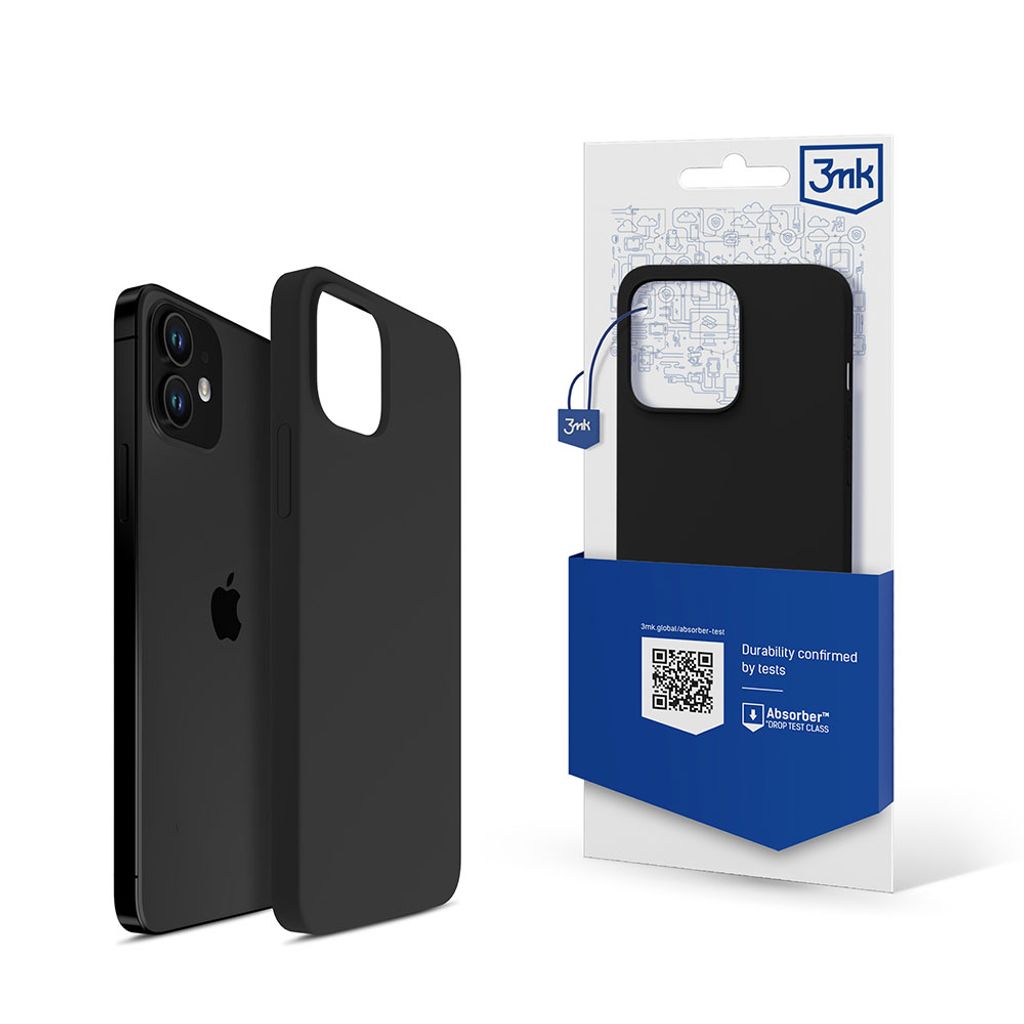 3MK Siliconen hoesje, iPhone 12 mini, zwart Productafbeelding 