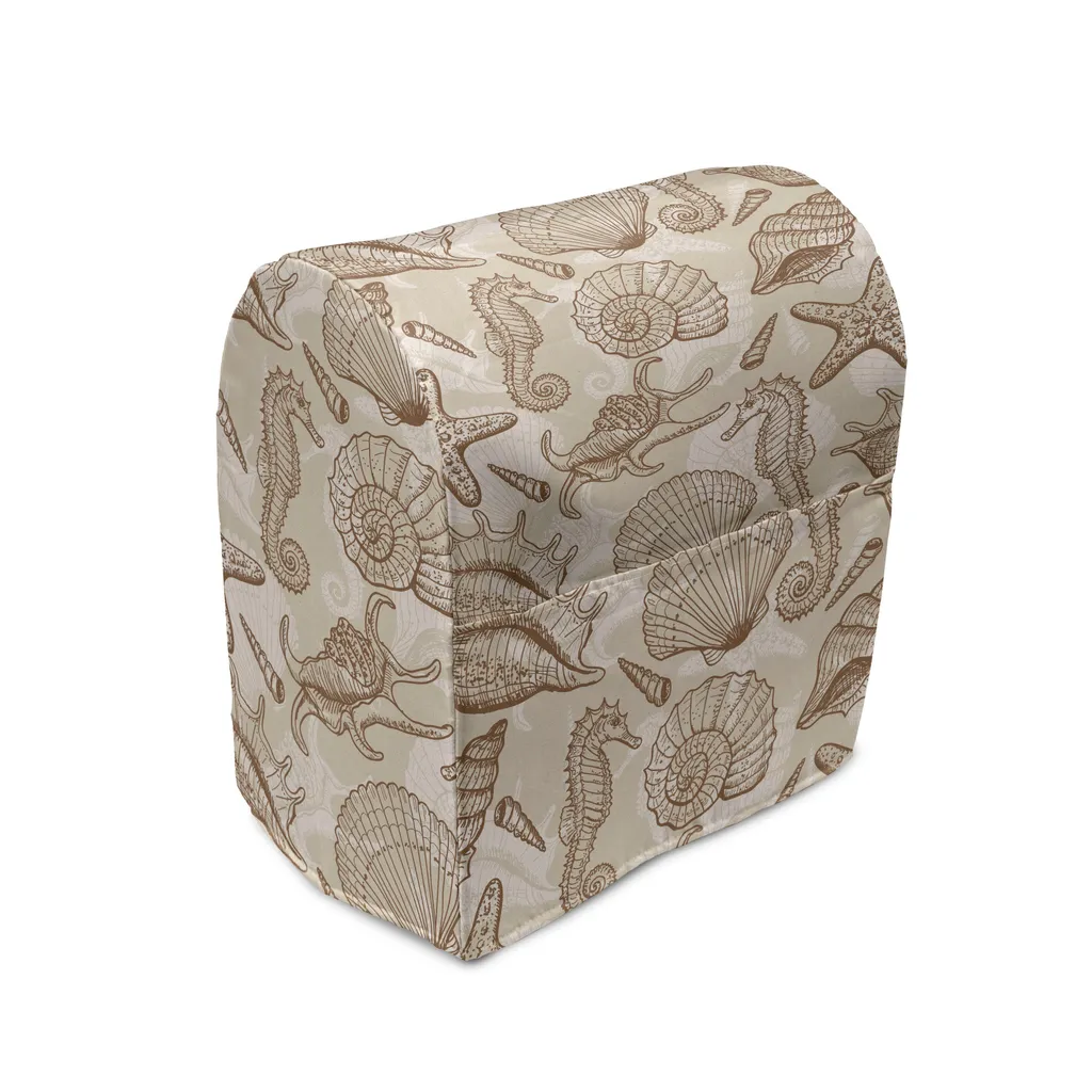 Housse de Protection Mixeur Beige et Décors Océaniques pour Cuisine