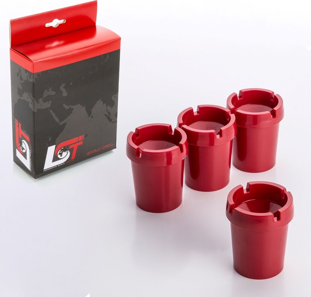 4x Aschenbecher Sturmaschenbecher rauchfrei Getränkehalter rot Kunststoff
