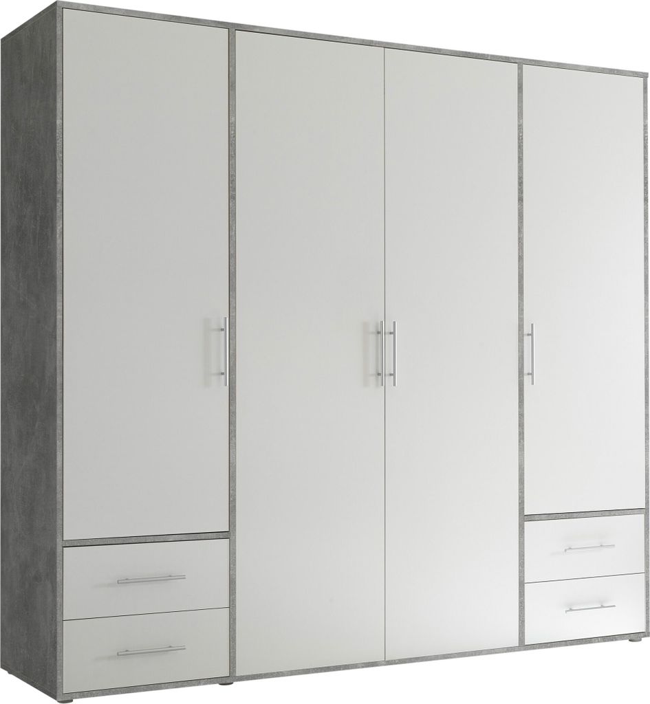 Kleiderschrank "Valencia" in Beton Optik / Weiß mit 4 Produktbild 
