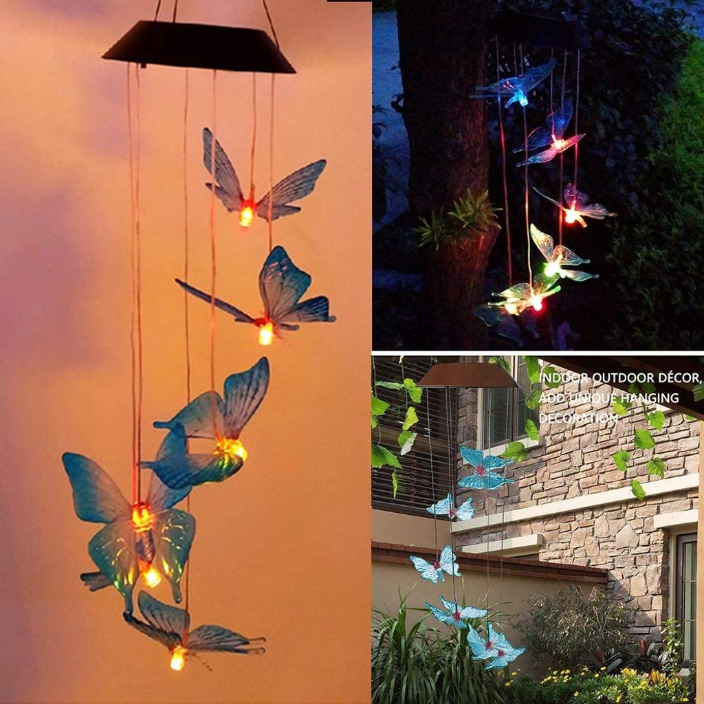 Solarbetriebenes Windspiel Licht LED Garten hängen Spinner Lampe Lawn Yard Decor 