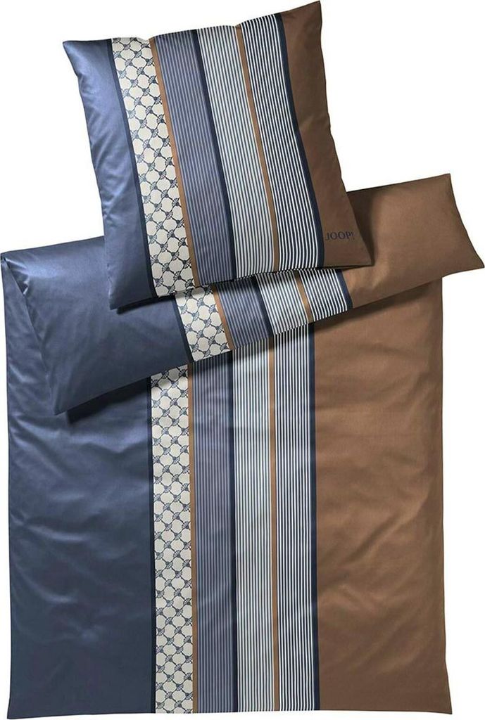 JOOP! Mako-Satin-Bettwäsche-Garnitur Cornflower Stripes Farbe deep ocean Größe 200x220+80x80 cm