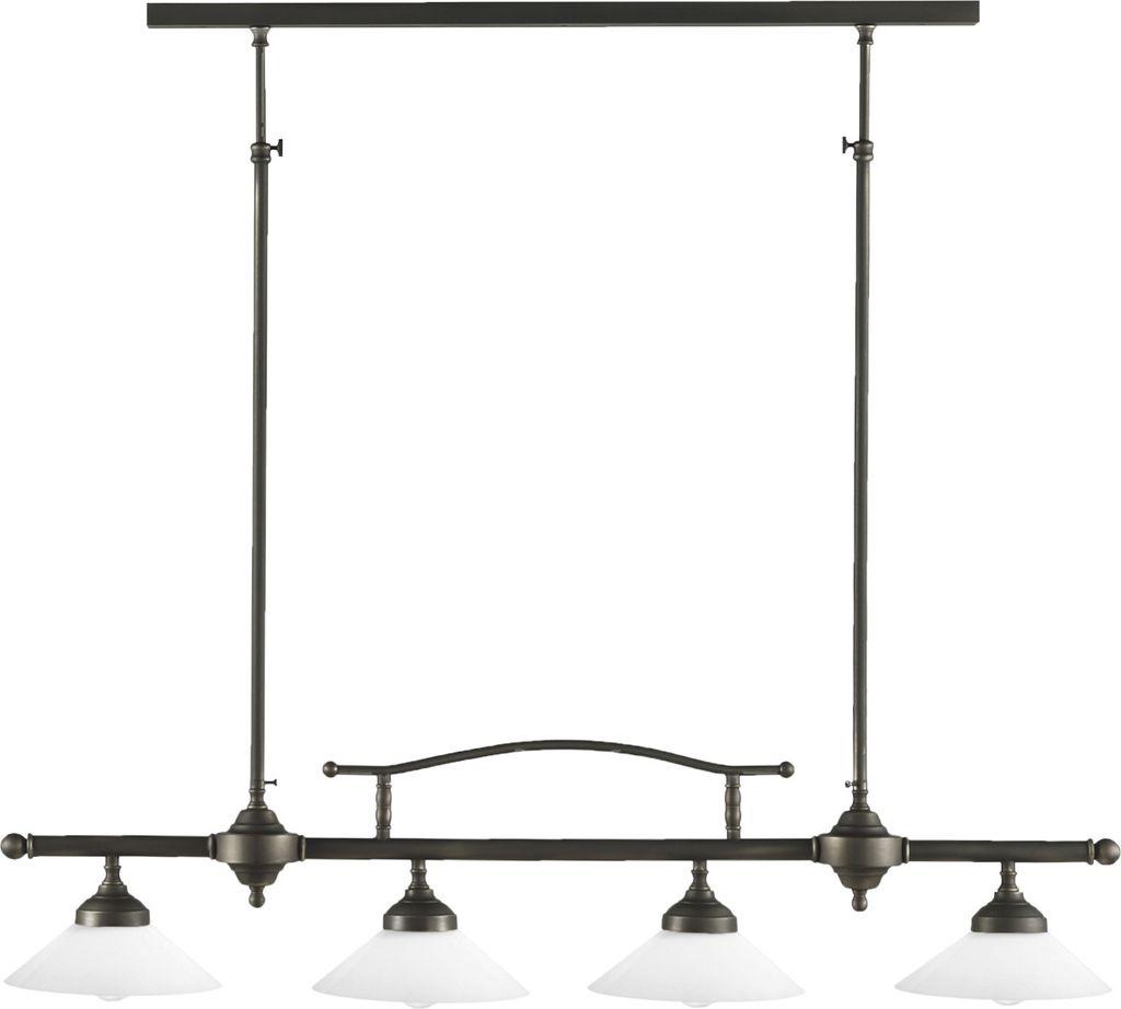 Deckenlampe Messing Glas in Bronze dunkel matt Weiß E27 4-flammig länglich Rustikal Deckenleuchte