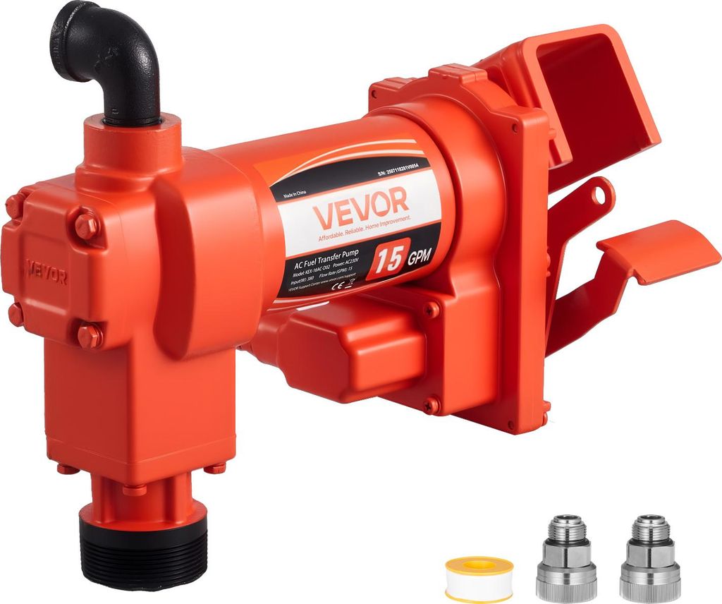 VEVOR Kraftstoff-Transferpumpe, 230 V AC, elektrische Diesel-Transferpumpe, 57 l/min, maximale Saughöhe 2,4 m, maximale Förderhöhe 11,28 m, für...