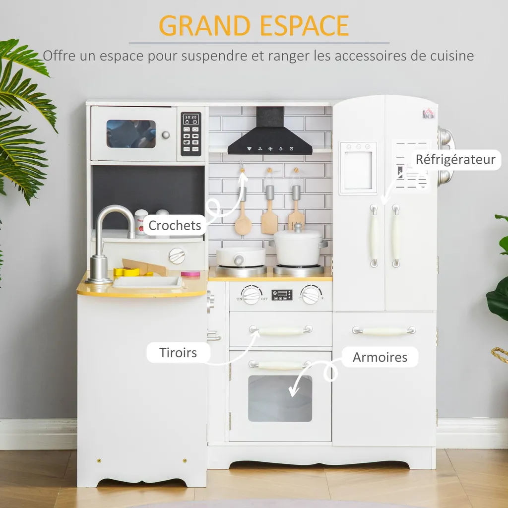 Cuisine Enfant 3-6 ans Compacte avec Rangements pour Ranger les Jouets