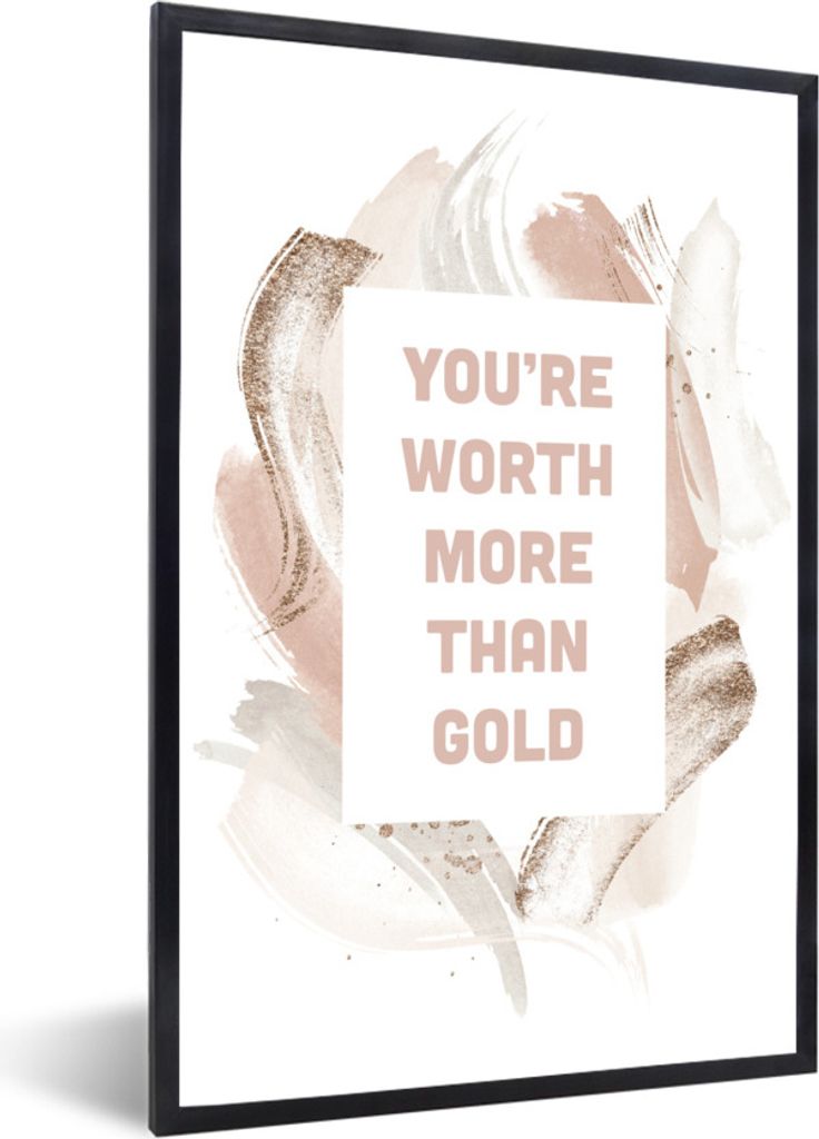 Poster mit Rahmen - Zitate - Abstrakt - Gold - 20x30 cm - Poster mit zchwarzem Bilderrahmen