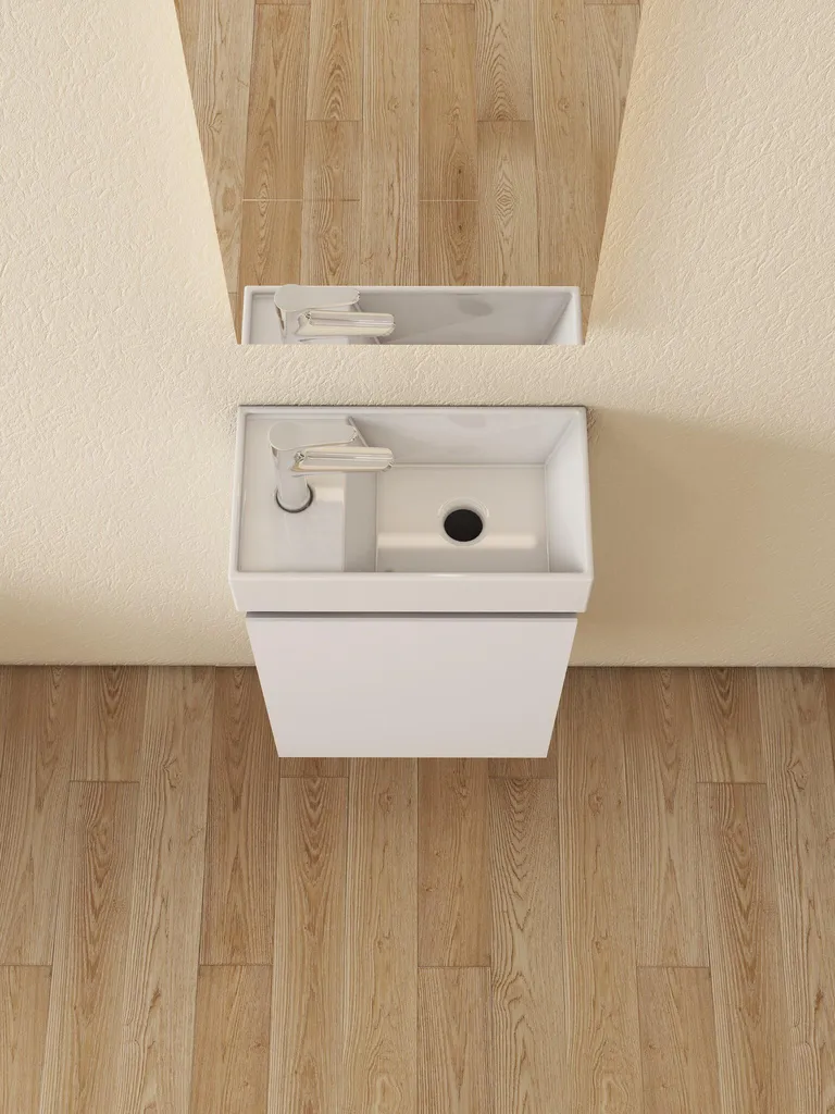 Meuble sous vasque blanc en céramique moderne - Format compact 65 cm