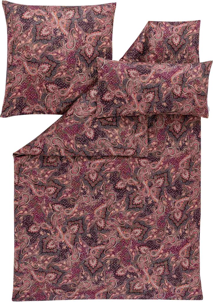 Estella LOESCHEN Atelier - Mako-Satin Bettwäsche-Garnitur TIBERIO Farbe bordeaux Größe 155x220 + 80x80 + 40x80 cm