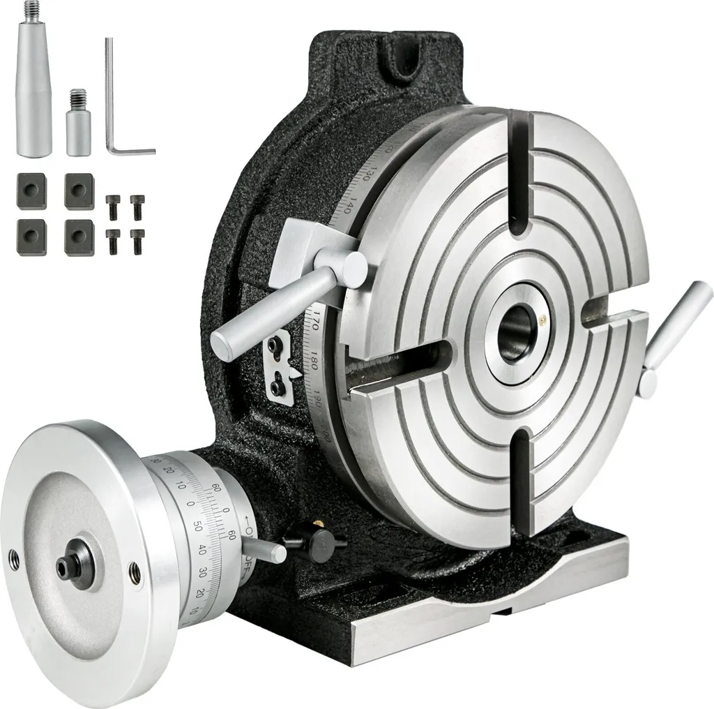 Table diviseur pivotante 200mm en fonte robuste pour usinage et perçage