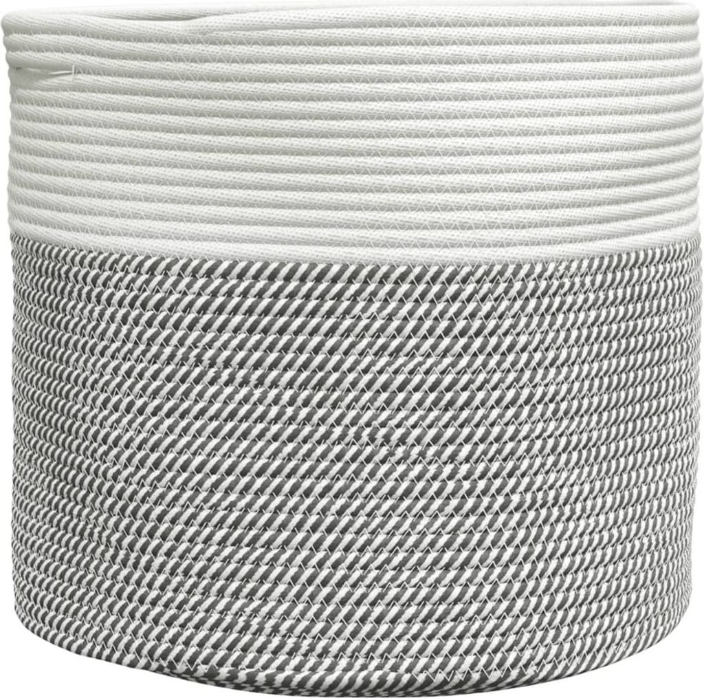 Aufbewahrungskorb Grau und Weiß Ø40x35 cm Baumwolle