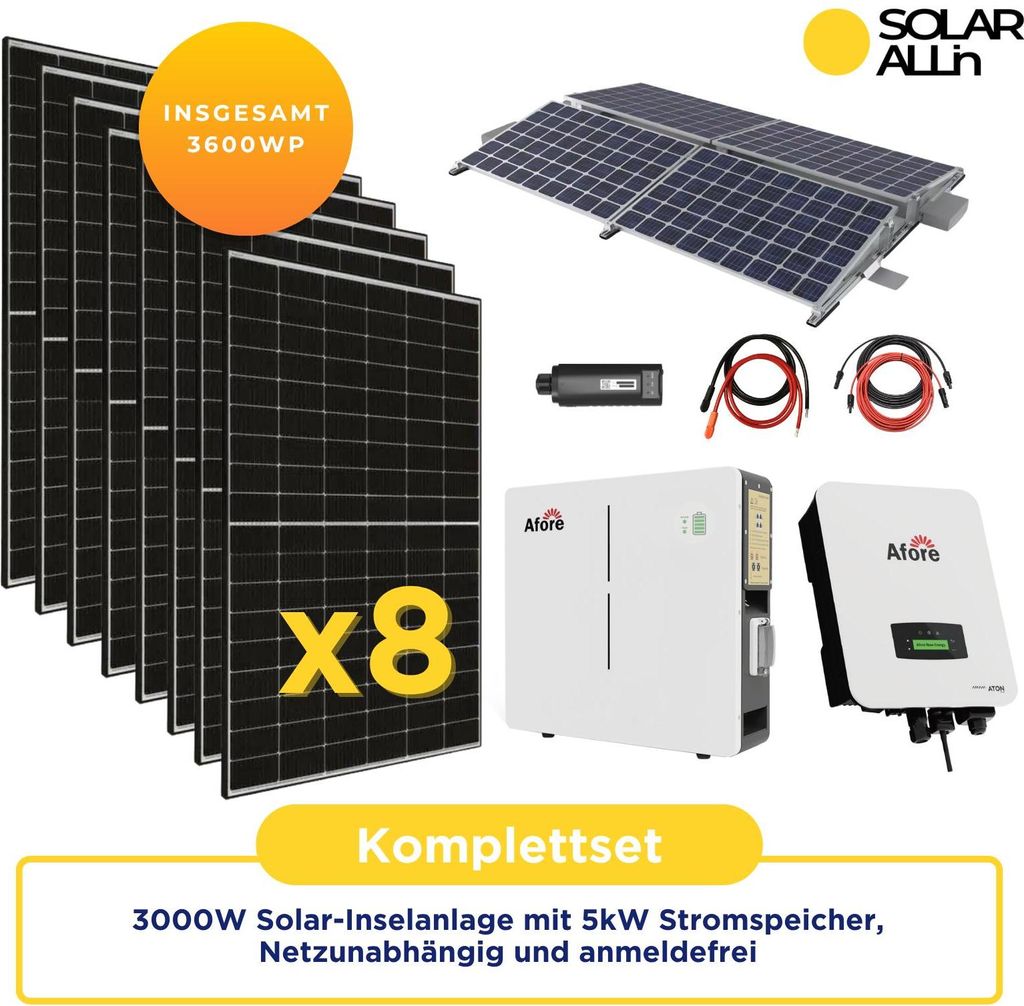 3000W Solar-Inselanlage mit 5kW Stromspeicher, Autarkes Produktbild 