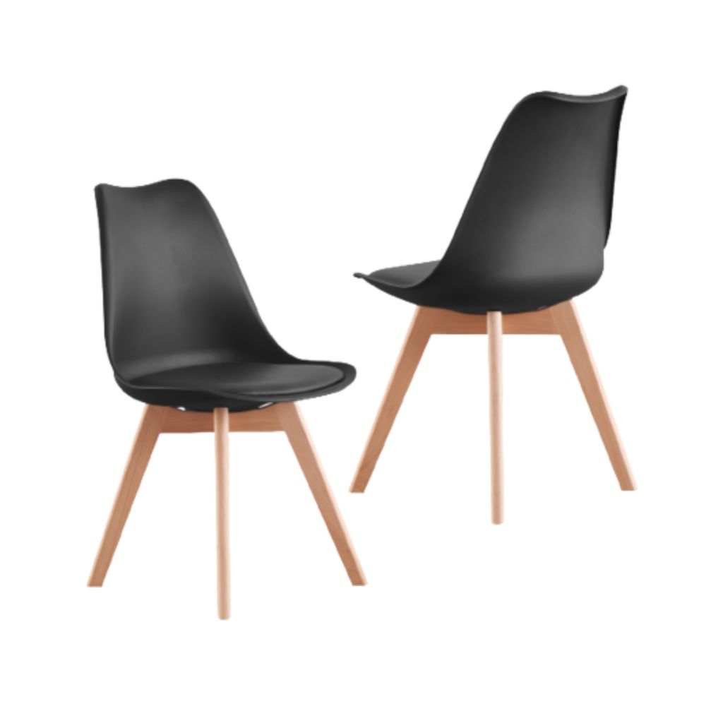 Life Interiors Lorenzo Retro Esszimmerstuhl – Gepolsterter Sitz aus Kunstleder – 2er-Set