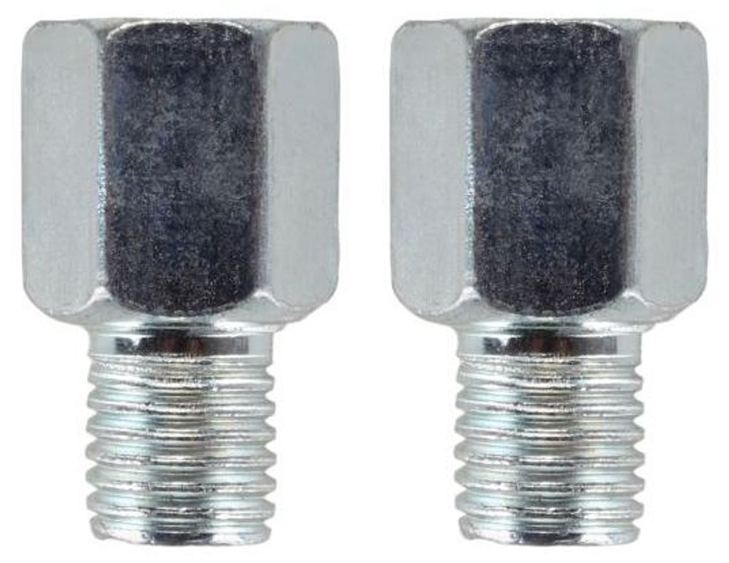 2x Spiegeladapter silber (Spiegel: M8 Linksgewinde / Lenker: M10 Linksgewinde)