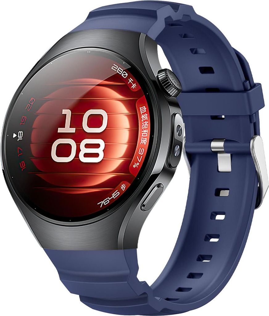 Für Huawei Watch 5 42mm Silikon klassische Metallschließe Ersatz Smart Watch Armband Dunkelblau