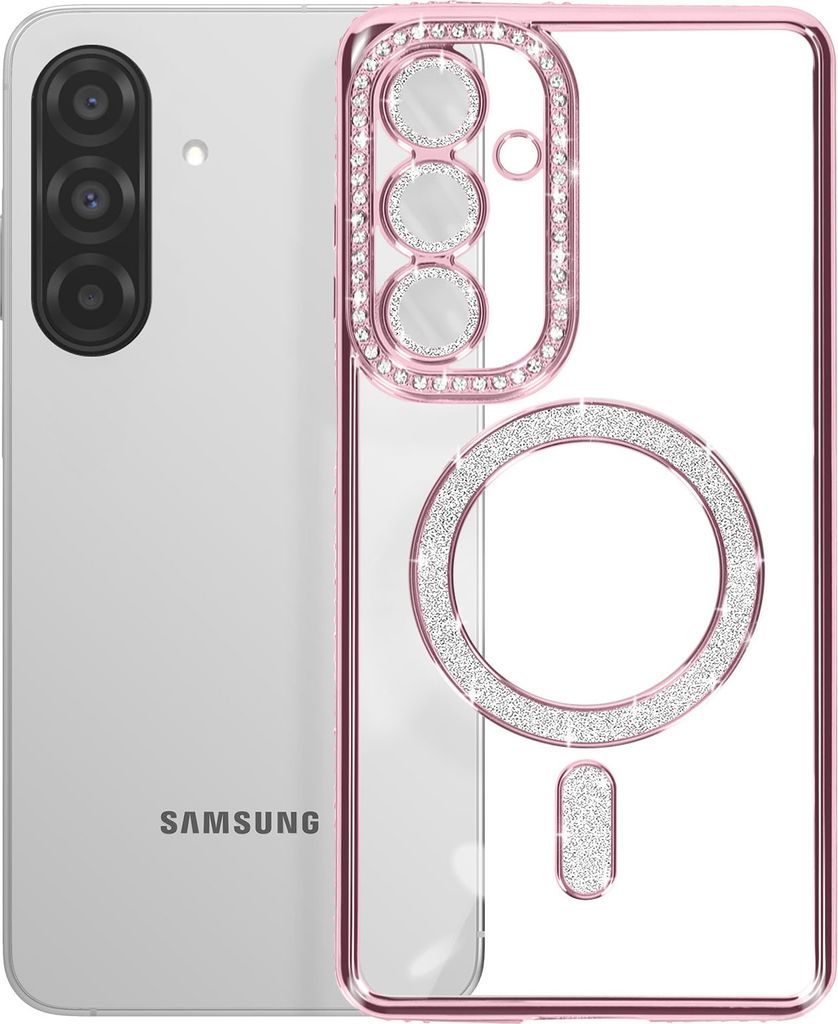 Avizar, Diamant-Hülle für Samsung Galaxy A26 MagSafe Strass-Rand, Rosa