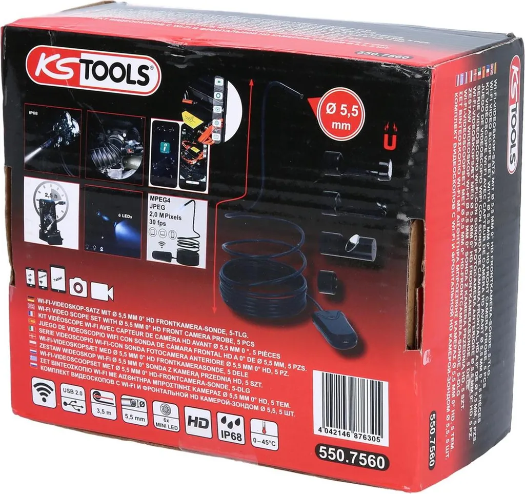 Vidéoscope Wi-Fi KS-TOOLS Haute Résolution avec Éclairage LED Réglable - 14