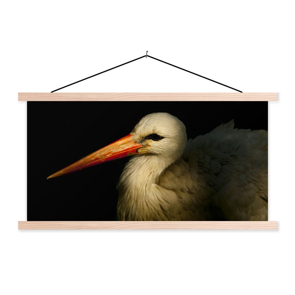 MuchoWow Textilposter Vogel - Schnabel - Federn 60x30 cm mit holzfarbenen Rahmen - Dekoration
