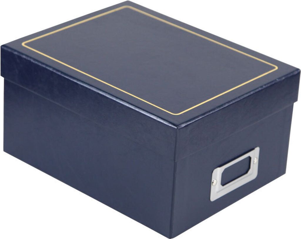 Tradition Photo Box für 700 Fotos in 10x15 cm – Fotobox mit edler Prägung - Farbe: Blau