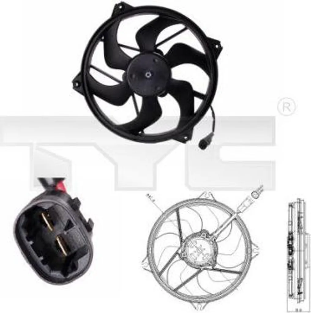 Ventilateur de Radiateur TYC 826-0006 OE 1253C0 pour C4 et Peugeot 307