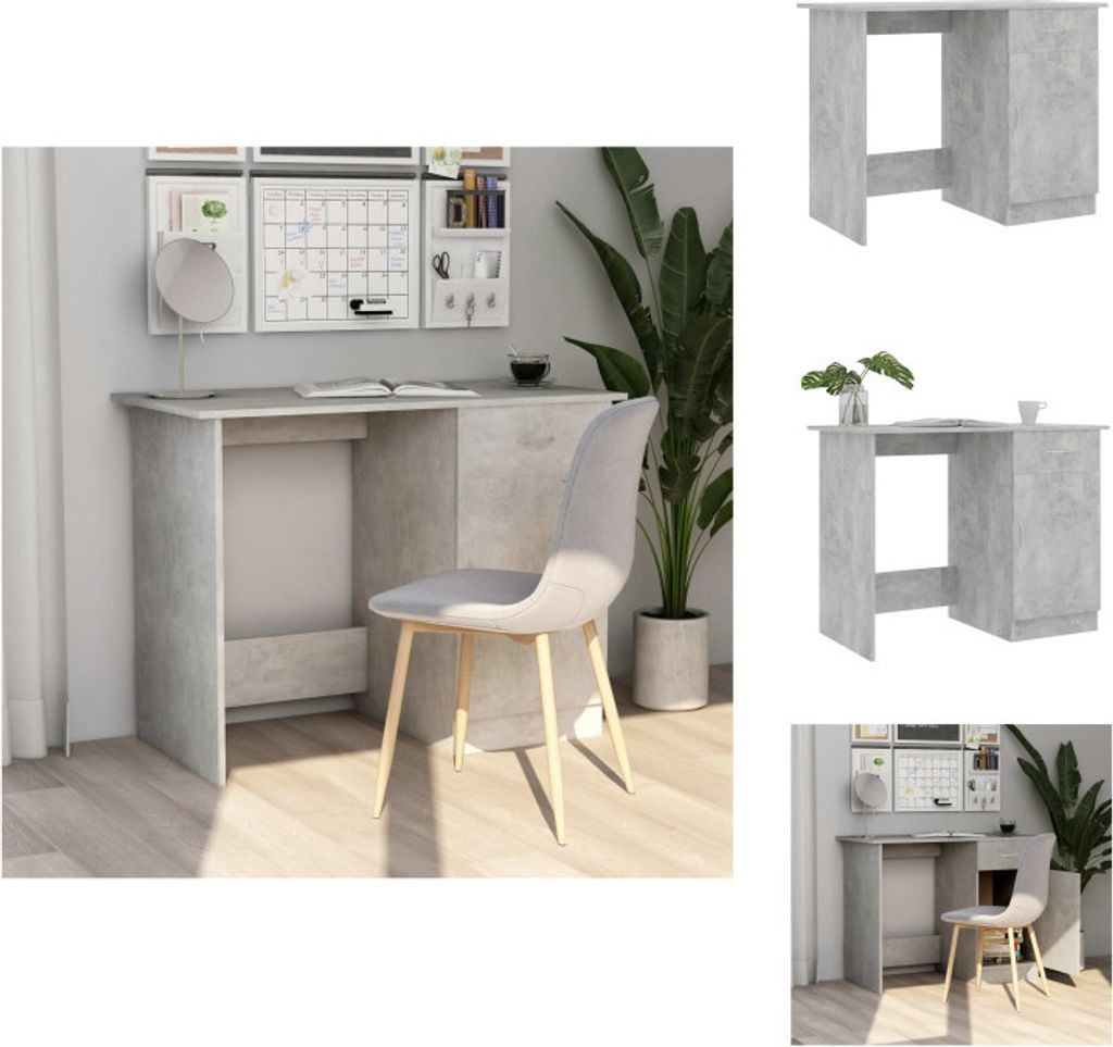 vidaXL Schreibtisch Betongrau 100x50x76 cm Holzwerkstoff - Schreibtische