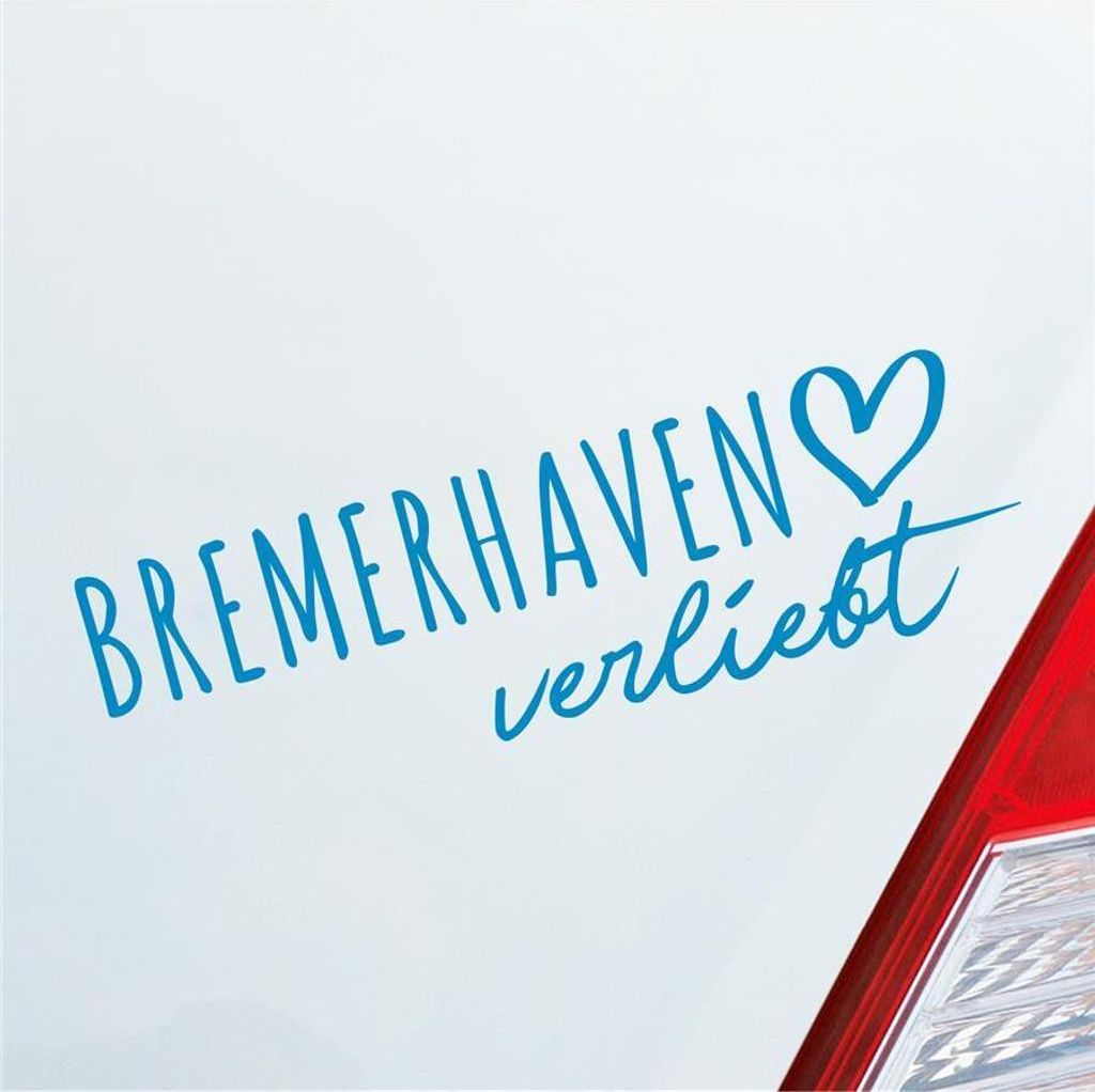 Auto Aufkleber Bremerhaven verliebt Herz Stadt Heimat Liebe Car 19x6 cm Hellblau Sticker Heckscheibenaufkleber