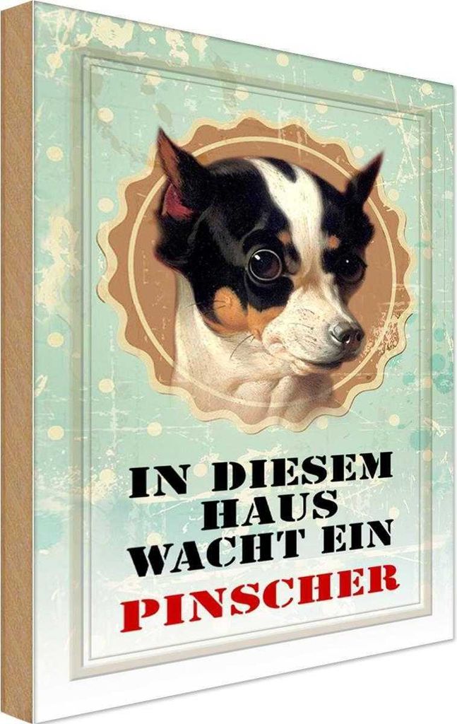 vianmo Holzschild 30x20 cm Hund in diesem Haus wacht Pinscher Tier Haustier