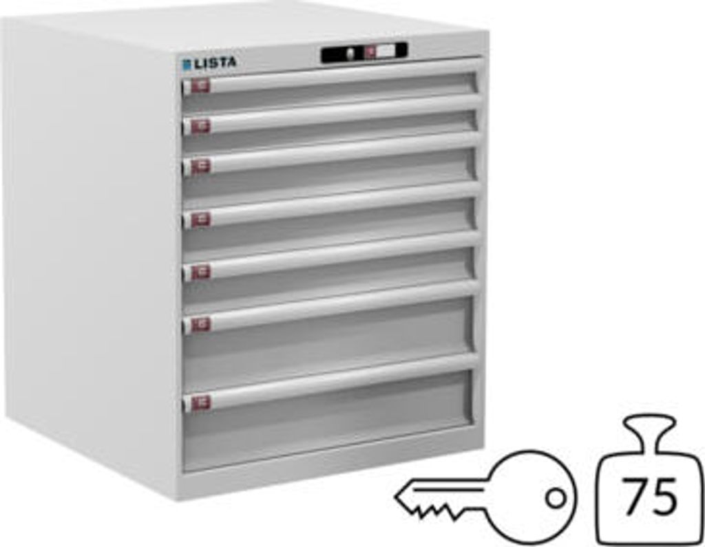 Lista Schubladenschrank - 14.409.110 - 850x717x725 mm (HxBxT) - 7 Schubladen - 75 kg - Key Lock - reinweiß (RAL 9010)