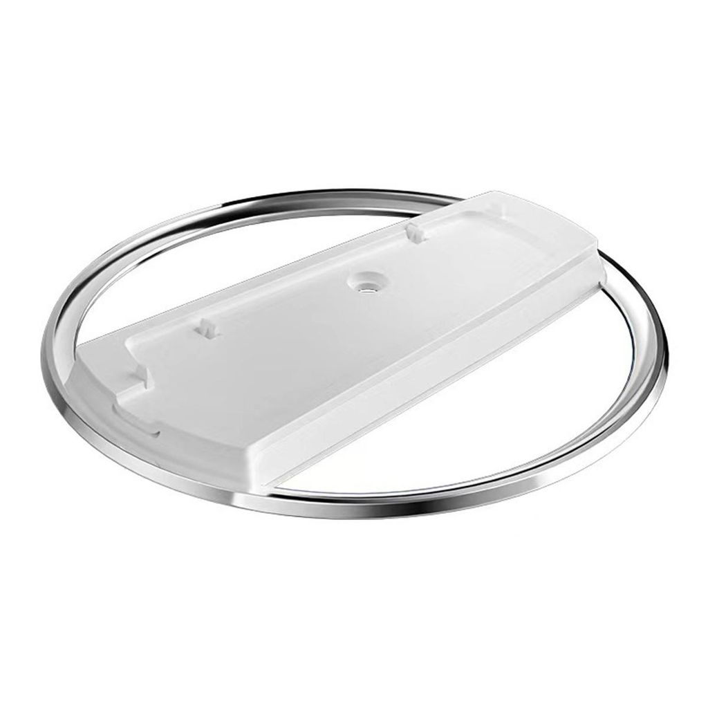 A white and silver lid for a pot or pan, shown from a slightly elevated angle on a white background.
