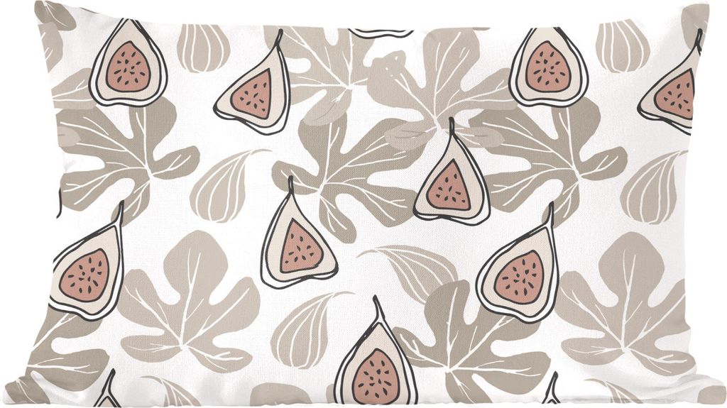 MuchoWow Zierkissen Sofakissen Wohnzimmer Dekokissen 50x30 cm Sommer - Feigen - Blätter - Wohnzimmerdekoration - Polster mit Photo