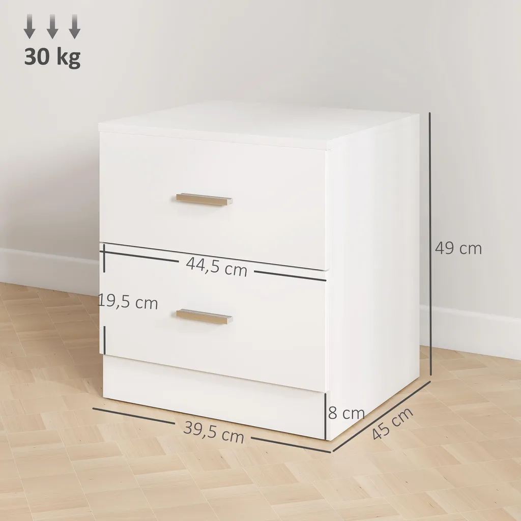 Table de Chevet 45cm Blanche : Solution de Rangement Compacte et Chic - 5