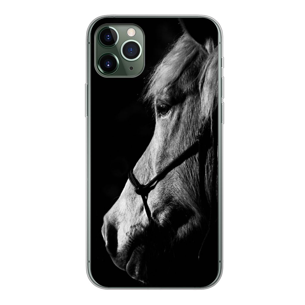 MuchoWow Handyhülle Schutzhülle Hülle für iPhone 11 Pro Max Pferd - Halfter - Leicht Silikon Softcase Handy Hülle - Schutz