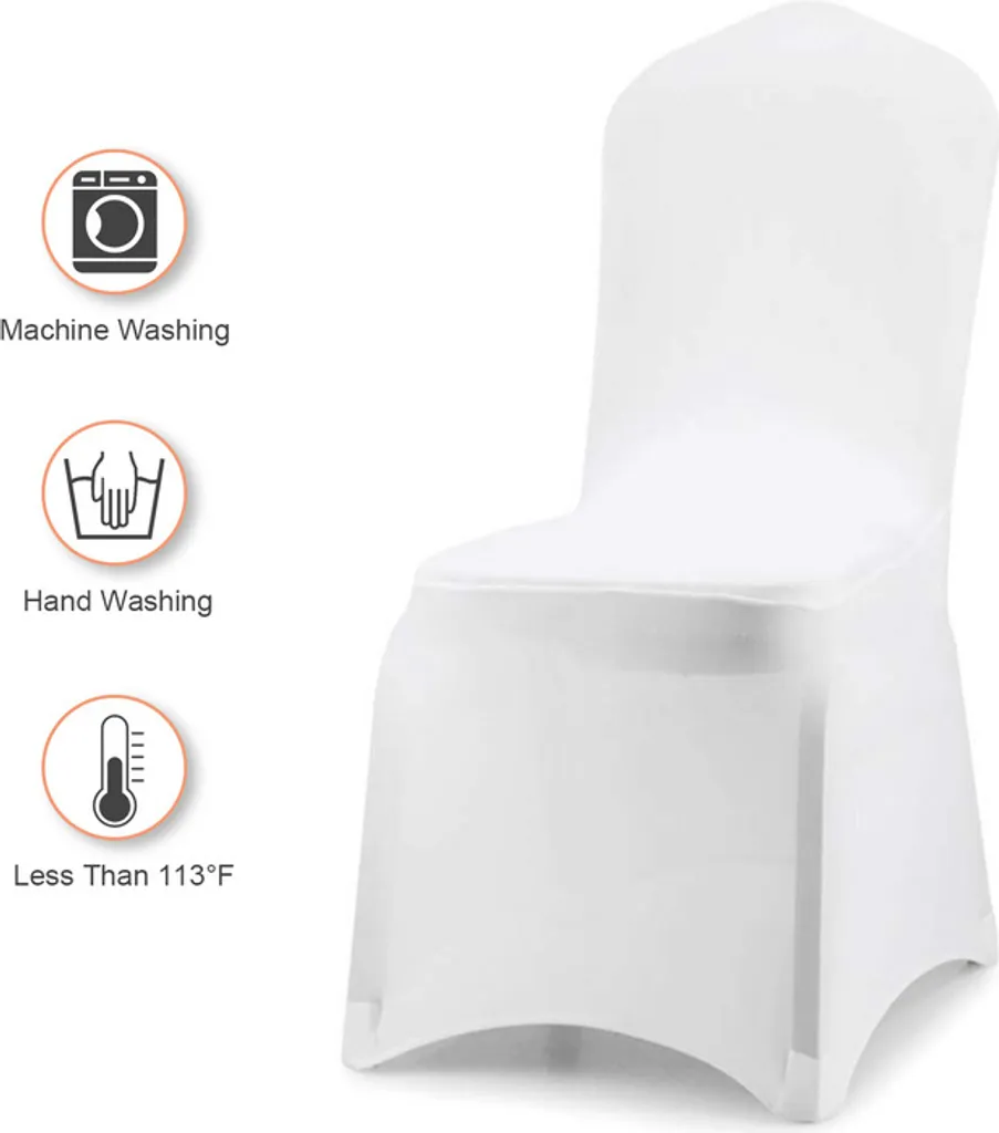 Fiqops 50 pezzi coprisedia universali coprisedia bianchi elasticizzati Coprisedia moderni elasticizzati per matrimoni e feste Decorazione di compleanno