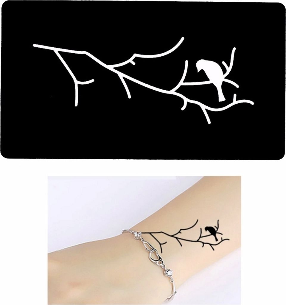 Henna Tattoo Schablone Airbrush Stencil Selbstklebend Ast Vogel