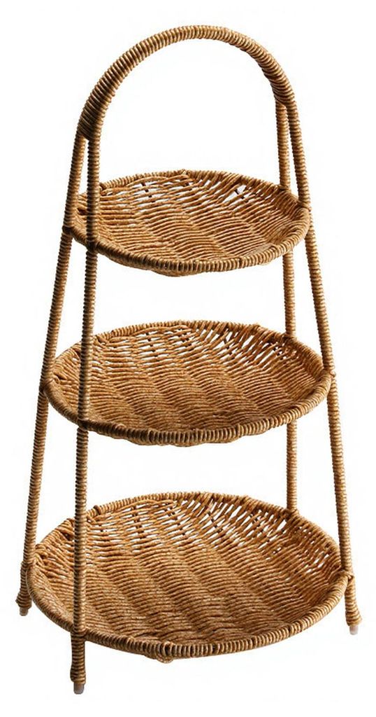 Servierständer aus Rattan, mehrlagiges Serviertablett für Kekse, Cupcakes, Brownies, Gebäck und Gemüse, robuster Kunststoff, elegante Dekoratio...