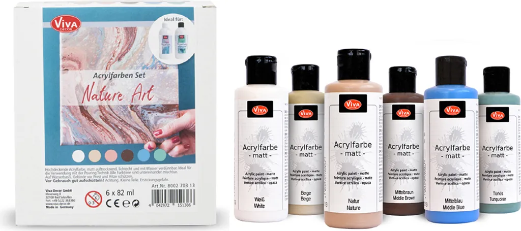 Set Peinture Acrylique Nature Art à Forte Pigmentation - 6 Nuances