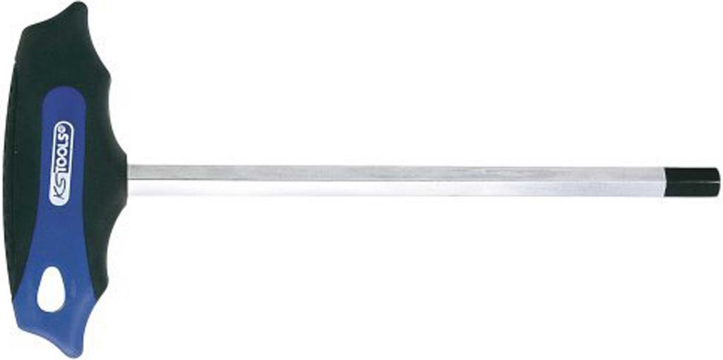 KS Tools T-Griff Innensechsk.-Stiftschl 3,0x100mm S2, Spitze brüniert, 2K-Handgriff, sw/bl