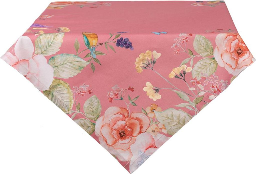 Tovaglia Clayre & Eef 100x100 cm Fiori di cotone rosa Immagine del prodotto 