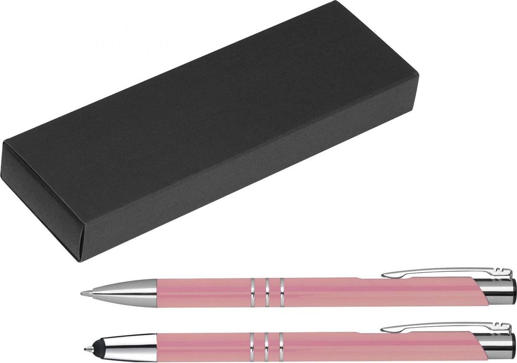 Metall Schreibset / Touchpen Kugelschreiber + Kugelschreiber / Farbe: rosé