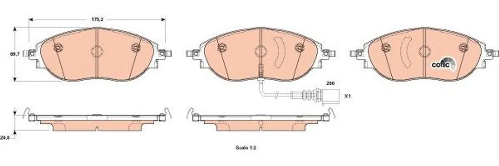 Jeu de 4 plaquettes de frein à disque pour Seat Alhambra et Skoda Superb