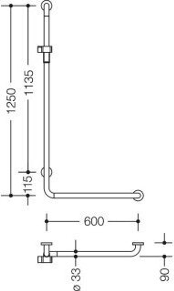 HEWI 805.33.220R 90 Winkelgriff m.Br.H.Stg.Ser 805, re,