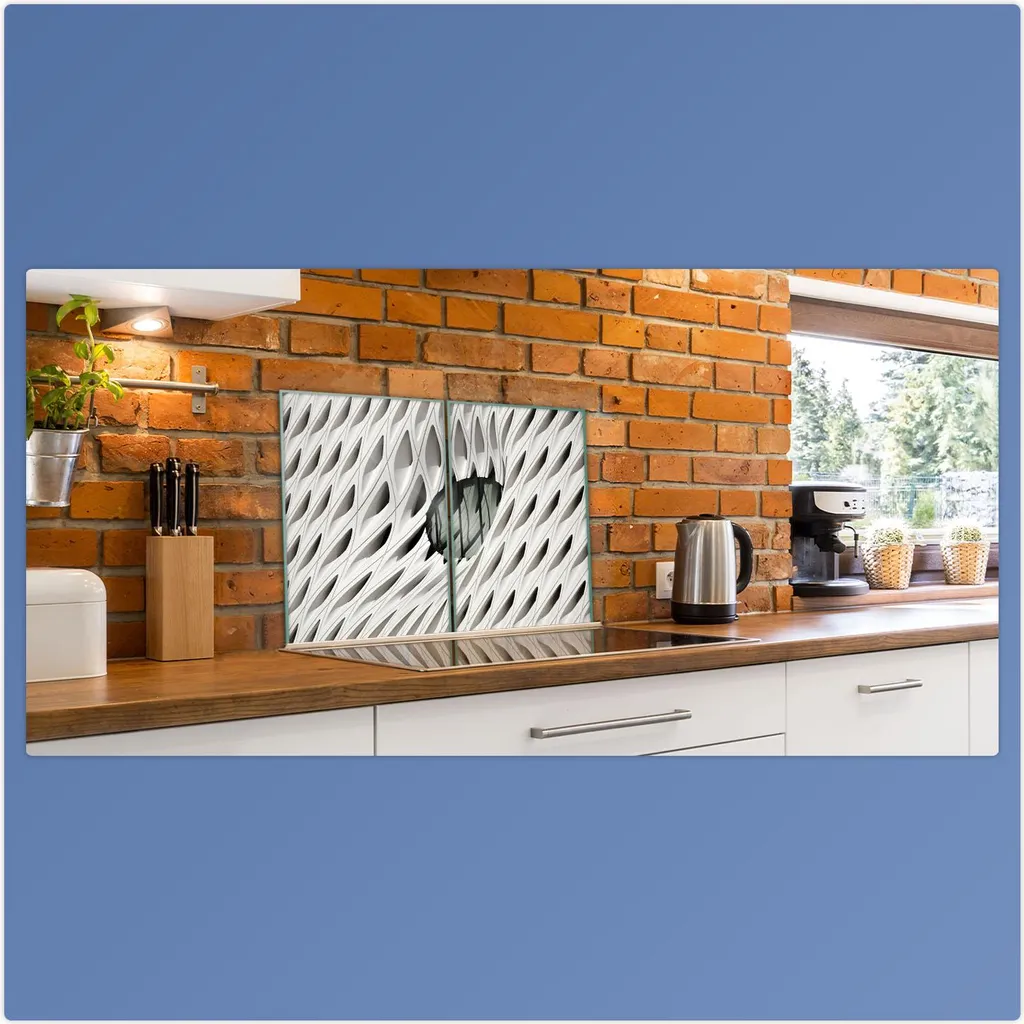 Piastra Copertura Fornelli 2x 40x52 Bianco Astratto | Protezione Top - 4