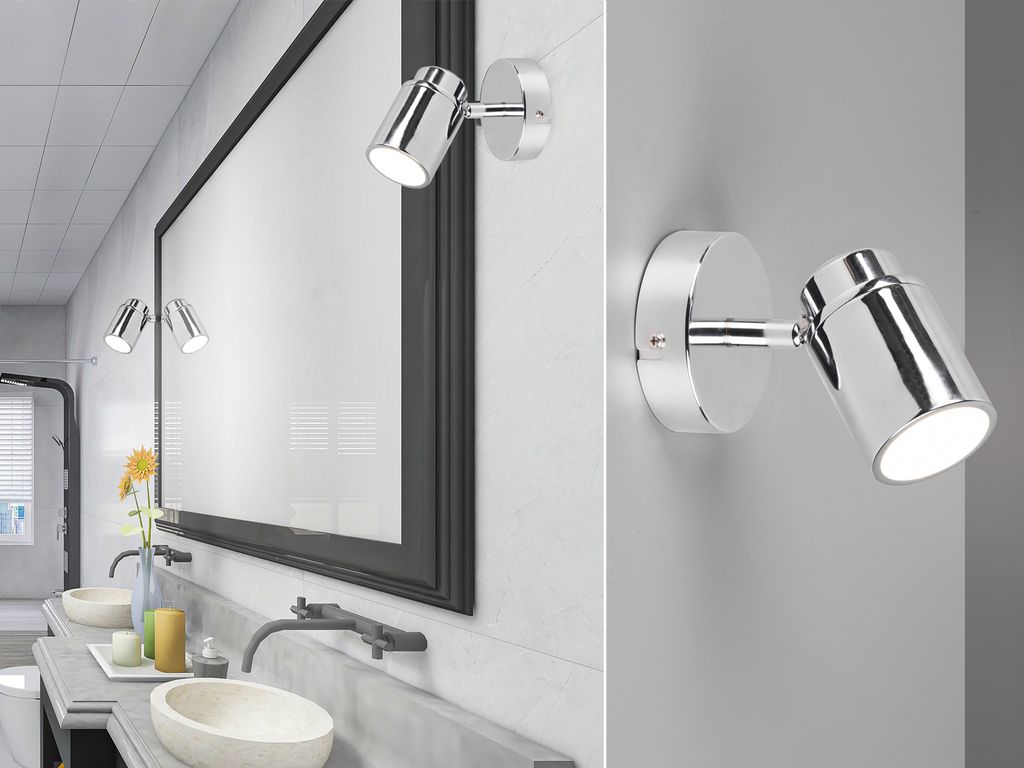 LED Badbeleuchtungen Wandstrahler 1flammig Chrom für Bad, Gäste WC & Feuchträume