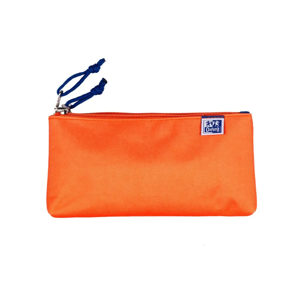 Etui double pochette Oxford orange en polyester lavable très robuste