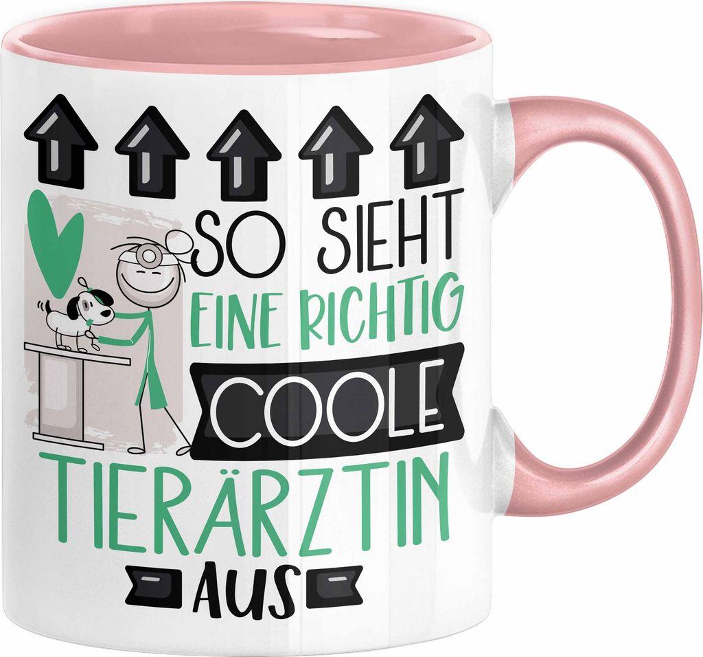 Tierärztin Geschenk Tasse Lustig Geschenkidee für Tierärztin Geburtstag So Sieht Eine Richtig Coole Tierärztin Aus Frauen Spruch (Rosa)