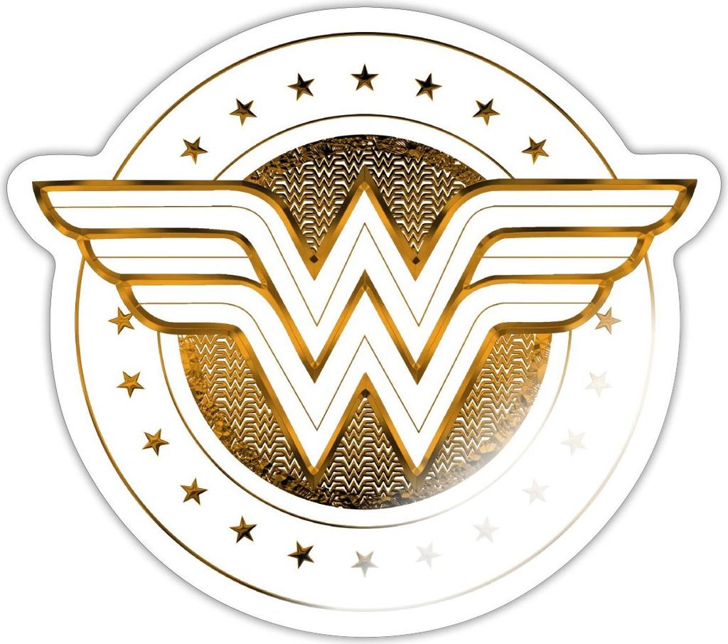 Spreadshirt DC Comics Wonder Woman Logo Mit Sternchen Sticker Aufkleber, 10 x 10 cm, Weiß glänzend