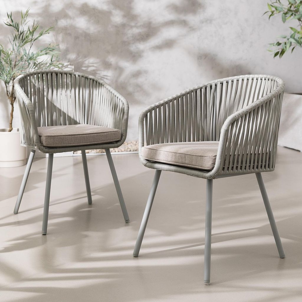 home24 Gartenstuhl - 2er-Set - Stahl / Polyester Produktbild 